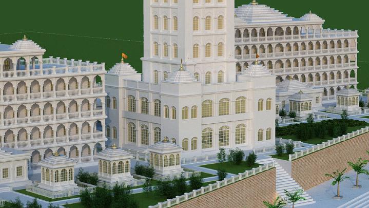 Slide13.jpg - Closer view of model of the Maharishi Tower of Invincibility, rising soon around the world, prepared by Dr Eike Hartmann, Minister of Architecture of the Global Country of World Peace.