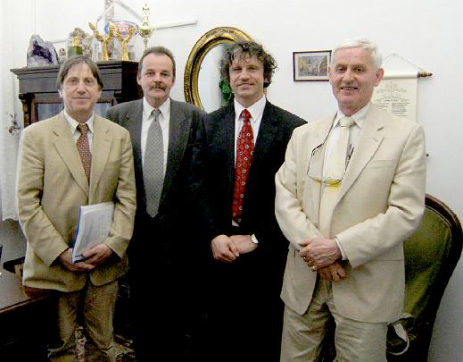 Poland-36.jpg - Andre Barron, Andre Michaelovski and Raja Willem on the right of the Director of a private secondary school in Warsaw