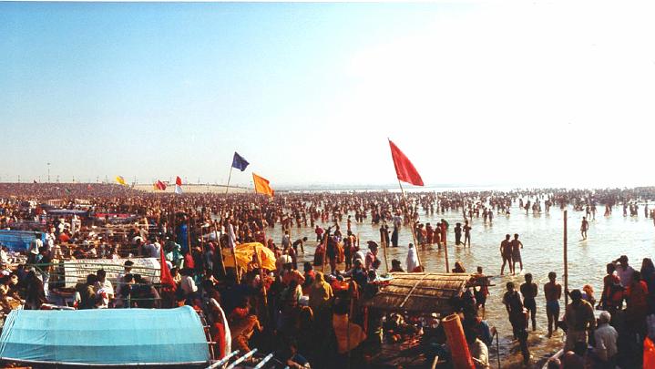 Slide52.jpg - The Triveni Sangam (the confluence of the three holy rivers: Ganges, Yamuna, and Saraswati) located in Allahabah near the memorial of Total Knowledge celebrating the eternal Vedic wisdom of His Holiness Maharishi Mahesh Yogi.