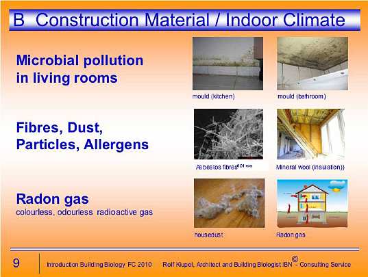 Folie09.jpg - Simple preventative methods eliminate problems after homes and materials have been examined and measured for levels of pollution such as electromagnetic, microbes and radon gas?a harmful, odorless gas naturally emitting from many geological areas of the earth into the basement of buildings.
