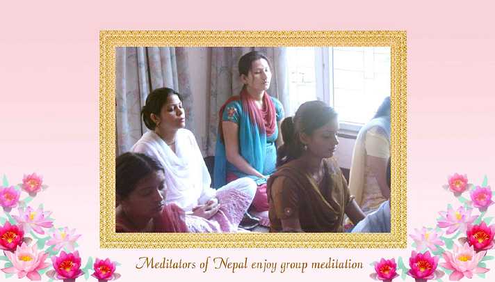 12_Nepal_04.jpg - Nepal: Group practice of the Transcendental Meditation Technique during the Global Mother Divine Organization meeting.