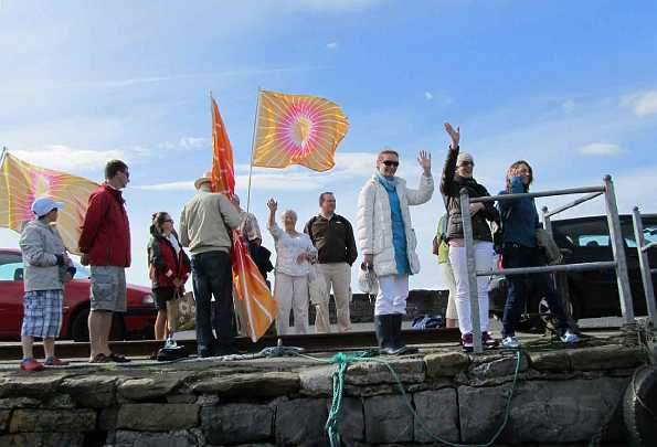 04-leaving-the-pier.jpg - Leaving the pier for the Maharishi Island of World Peace. Twenty five well wishers gathered to take the ferry to the Island from Clew Bay, Ireland.