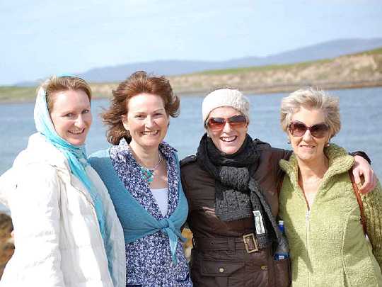 19-four-smiling-ladies.jpg - Everyone who visited the island felt deeply inspired by their feeling of joy and commitment to finish the facility on the Island; and to offer all of Maharishi?s programmes. Maharishi Vedic Organic Agriculture is planned to supply pure, nourishing food for everyone who comes.