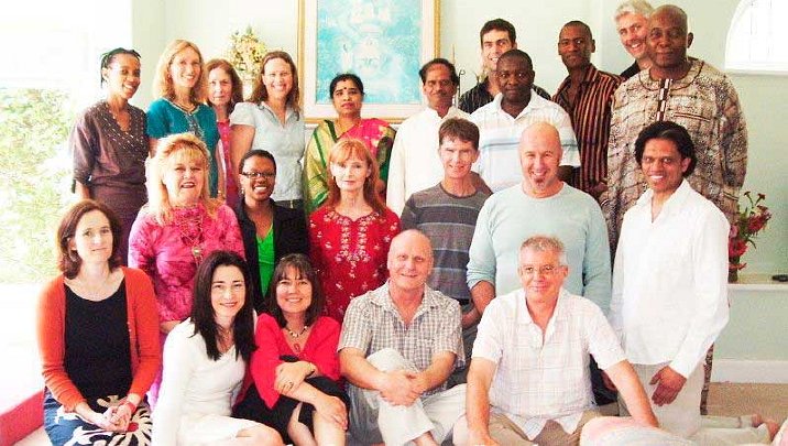 06-sidhas_smaller.jpg - Teachers of Transcendental Mediation and practitioners of the Transcendental Meditation Sidhi Programme at the Johannesburg Maharishi Invincibility Centre in South Africa.