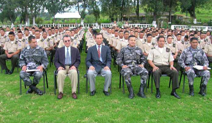 03.jpg - Sitting in orderly formation to practise Transcendental Meditation. A Prevention Wing of the military in Latin America will soon expand its group of Yogic Flyers to over 2000 in number-- large enough to create an invincible influence of peace, prosperity, and harmony for the whole continent.
