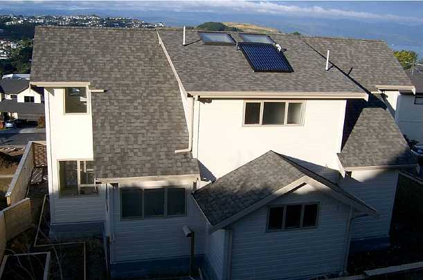 20-SV-home1.jpg - Rear view of Wellington City home looking east over the harbour; the first home for the city built according to Maharishi Sthapatya Veda.