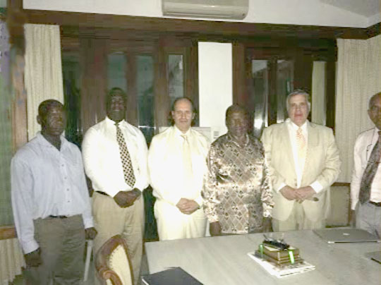 Leaders-of-Mozambique.jpg - Mozambique: Dr Bevan Morris met with the leaders of the organization teaching Transcendental Meditation in the country. In addition to Dr Morris? inspiring news about events in Maharishi?s world wide Transcendental Meditation organization, planning for the upcoming Maharishi school in Maputo was a priority.