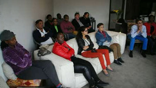 NamibiaMtg.jpg - Dr Morris spoke with a small group of practitioners of trscendental Meditation in Namibia.