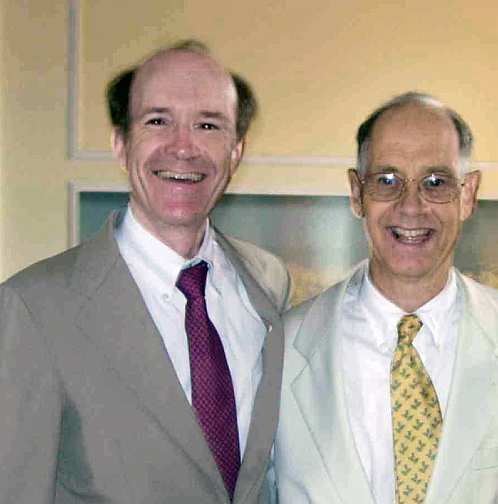 030-fred-keith.jpg - Dr Fred Travis, Director, Center for Brain, Consciousness, and Cognition at Maharishi University of Management, Fairfield, Iowa, USA and Dr R. Keith Wallace, pioneering researcher on Transcendental Meditation since 1970, invited the Vancouver team to an EEG conference in MERU Holland.