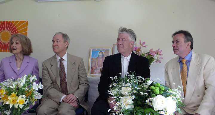 02.jpg - On left, Dr Susie Dillbeck and Raja Michael Dillbeck, Raja of Invincible France, with Dr David Lynch and Dr Dominique Lemoine, on right, National Director of France. This was in Lille, northern France in 2010?launching a year?s Golden Jubilee celebration of Maharishi Mahesh Yogi?s first visit to the country 50 years ago.