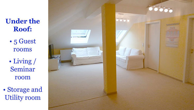 04_687.jpg - The top floor of the Maharishi Peace Palace in Erfurt, Germany has five guest rooms, a lounge or seminar room, plus storage and utility space.