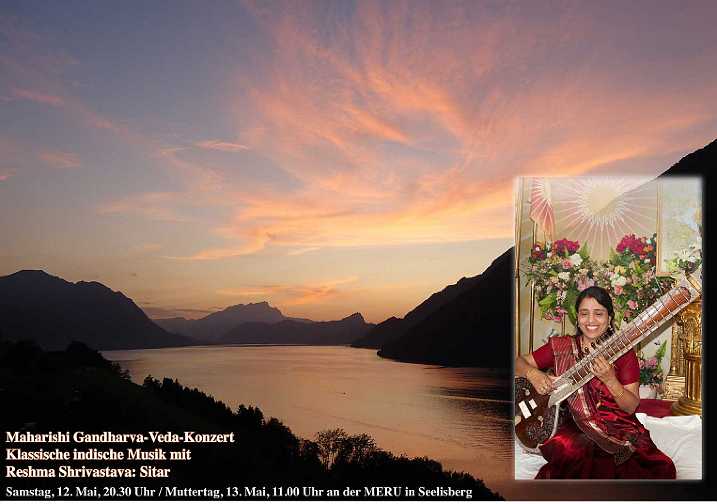 Switzerland_02.jpg - Switzerland: Many of Maharishi?s programmes are offered at the International Capital in Seelisberg, keeping the buildings always fully occupied. For Mother?s Day in May two Maharishi Gandharva Veda concerts featured Reshmaa Shrivastava, a highly skilled sitar player from India. She had lived in Seelisberg with her parents when young and always enjoyed return visits.