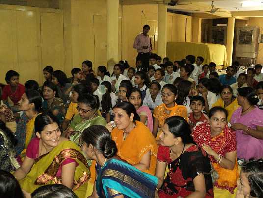 8.jpg - Maharishi Nagar, Uttar Pradesh: Girls at the three day Guru Purnima celebration in July, 2010.