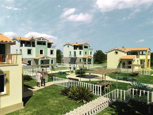 Slide09-renderingA.jpg - Rendering of planned homes at the Maharishi Peace Colony in Milan Italy where the practise of Maharishi?s principles and programmes of Vedic Science will help bring enlightenment to the individual and invincibility to the nation.