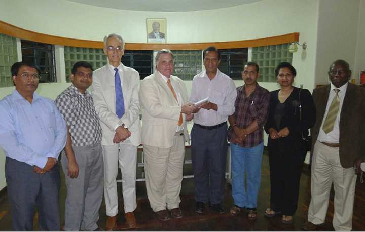 Slide27.jpg - March 2012Dr Morris and Dr de Freitas met with leaders of The Hindu Council of Kenya. Members of the Council were amazed when they understood what Maharishi has done in the world, and arranged for the Minister of Education to receive a presentation on Consciousness-Based Education. They are organizing for the six Indian schools to implement Transcendental Meditation as soon as possible. Also pictured is Miss Paramjeet Kwatra, former Headmistress of a school where all her students were practising Transcendental Meditation.