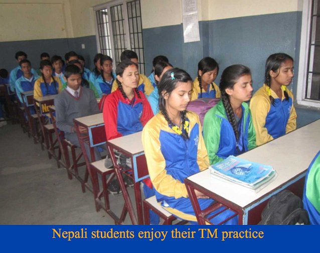 015.jpg - In the five Consciousness-Based Education schools in Nepal students practise Transcendental Meditation as a group. The practice, structured into the school day, is done once at the beginning of the school day, and again at the end of it.