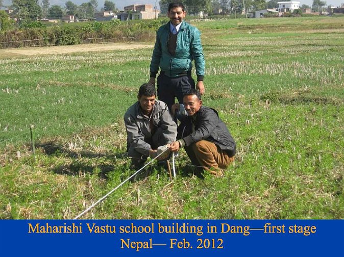021.jpg - Administrators in Dang, Nepal, are not only implementing the Consciousness-Based Education curriculum in the school, but they are also constructing a Maharishi Vastu school building. Here, in the first stages, they are laying out the building.