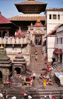 PashupatinathTemple.jpg - Pashupatinath Temple Complex on the banks of the Bagmati River is a Unesco world heritage site and considered the holiest temple in Nepal. The Maharishi Vedic Pandits of Nepal perform daily Adi Rudrabhishek (peace-creating performance) at this temple.