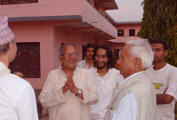 45-DevghatPanditSchool-Director.jpg - Pandit school director in Devghat who for many years has been a great admirer of Maharishi Mahesh Yogi. He has pledged to provide many trained Vedic Pandits for group practice of the Transcendental Meditation and Transcendental Meditation Sidhi Programme including Yogic Flying and to perform Rudrabhishek to help bring peace and invincibility to Nepal.