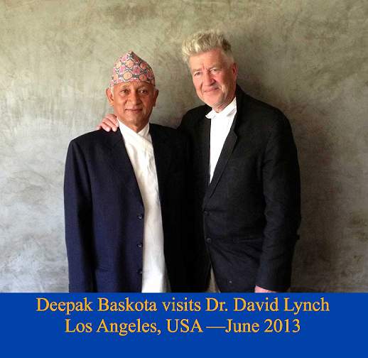 043.jpg - 29 July 2013While in Los Angeles, USA, the delegation visited Dr David Lynch (right), award-winning film director and philanthropist, who is a great supporter of activities in Nepal. Mr Basota (left) and Dr Lynch enjoyed a private conversation.