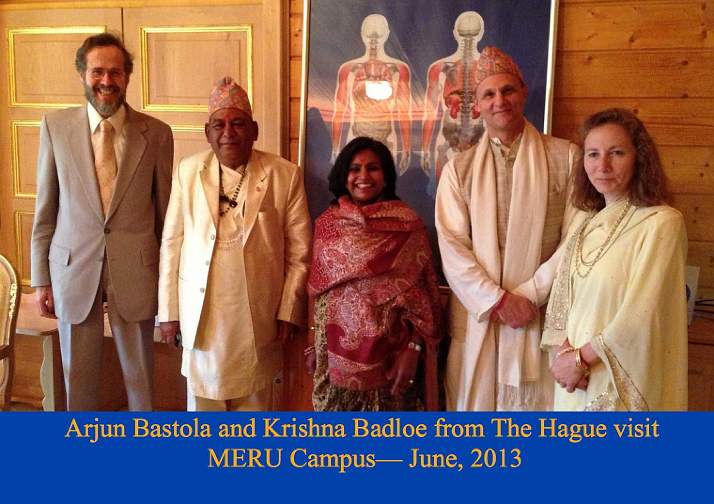047.jpg - 29 July 2013During his visit to Maharishi European Research University in the Netherlands, Pandit Bastola enjoyed a demonstration of the Model of Vedic Physiology, developed under Maharishi's guidance, which reflects the transformations of the physiology from the sounds of the Veda.