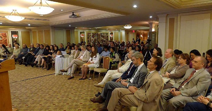 NYCCornellClub.jpg - In another venue in New York City,  the Cornell Club, Dr Nader presented his latest findings to the 130 people who attended his lecture, ?Introductory Seminar on the Ramayan in Human Physiology?.
