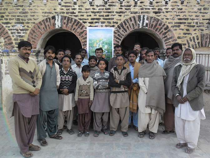 Dr.-Ashok-Diplo-city.jpg - Dr Kumar, centre back, has traveled to all the provinces in Pakistan. He and his wife, Bhori Bai, have been to large metropolitan cities, as well as to small towns, and even smaller villages- giving lectures on Transcendental Meditation and teaching the technique to groups of people.