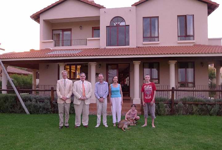 SouthAfrica177.jpg - During the return trip to Johannesburg from Pretoria Dr Morris and Steve Brittingham stopped at the Vastu home in Midrand of Angus and Ingrid Durran, pictured with their children.