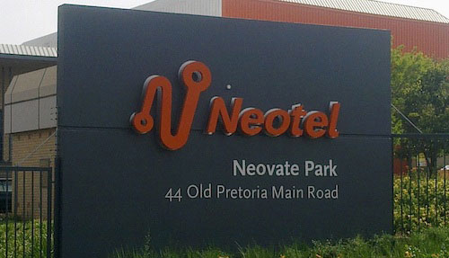 neotel-signage.jpg - The group visited Neotel, a new telecom company in South Africa. Neotel is offering the Master?s in Business Administration (MBA) from Maharishi University of Management (MUM) at its facility.