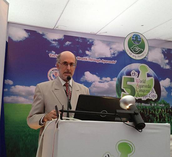 Slide04.jpg - Dr Schneider chaired a session at the World Ayurveda Congress on public health, attended by 200 people. His keynote address brought out Maharishi?s holistic perspective on Ayurveda and related it to public health in terms of community, societal and world health.