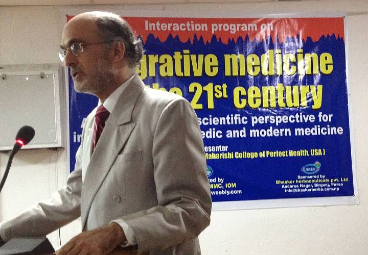 Slide21.jpg - At a recent conference on ?Integrative Medicine for the 21st Century in Nepal?, Dr Schneider emphasized that the most up to date health care system integrates modern medicine with ancient Vedic medicine.
