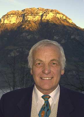 12-Otto.jpg - The mountain across from Seelisberg, behind Dr Otto Odermatt, is called Mount Shiva by members of the Global Country of World Peace.