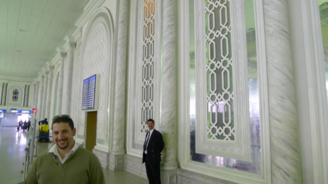 141s.jpg - Amine Kouider in the Tunis airport showing the exquisite arch of ancient Tunisia; and is actually a security checkpoint.